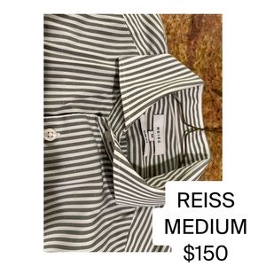 REISS BUTTON UP- NO STAINS- PERFECT CONDITION- green-gray-ish stripes